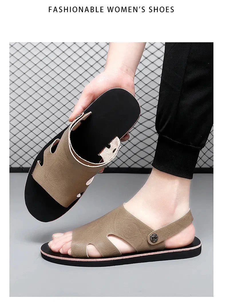 Roman Style Mens Open Toe Slingback Buckle Flats Summer Slipper Sandals Beach Sz