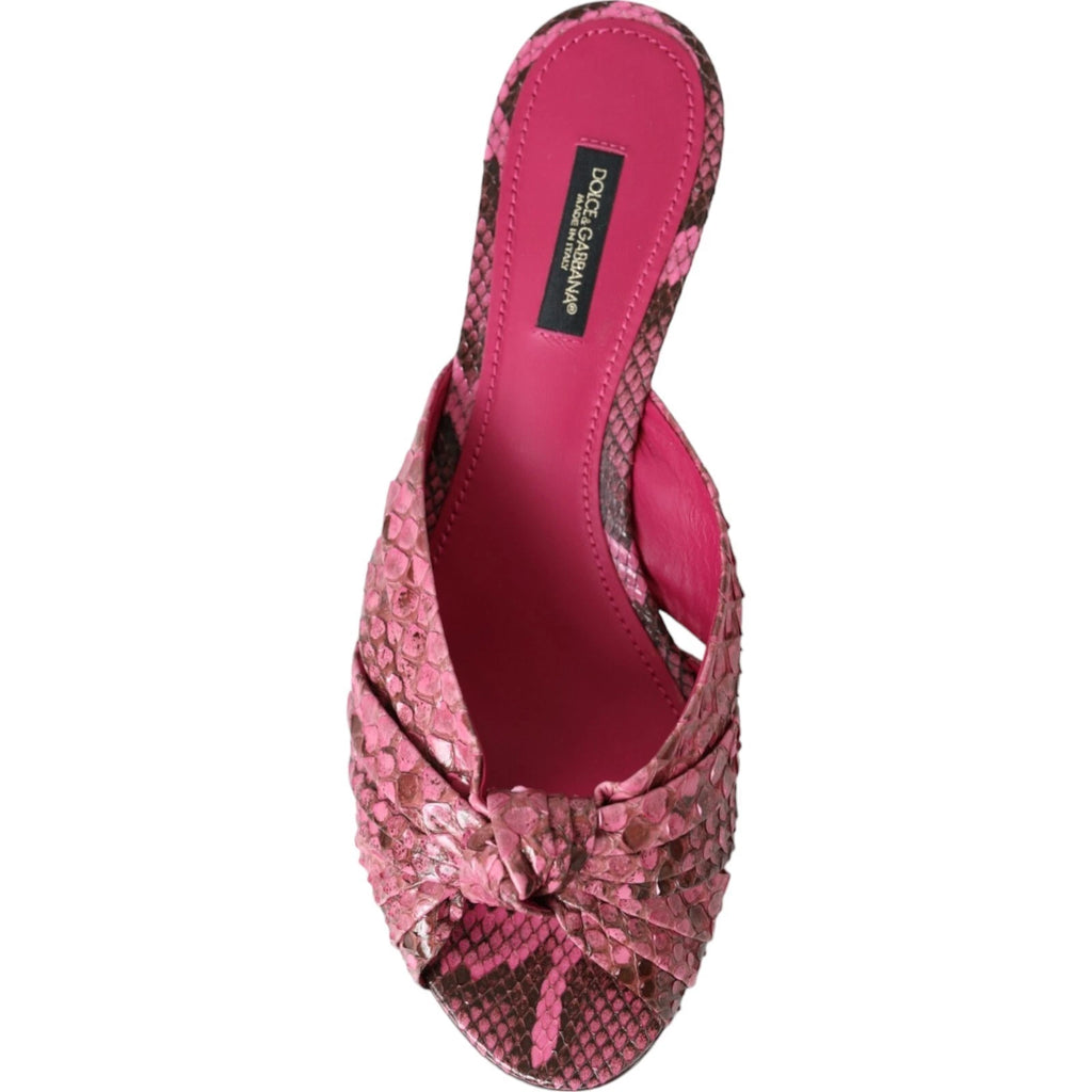 DOLCE & GABBANA Shoes Pink Python Leather Kitten Heels Slides EU36.5/US6 1200usd