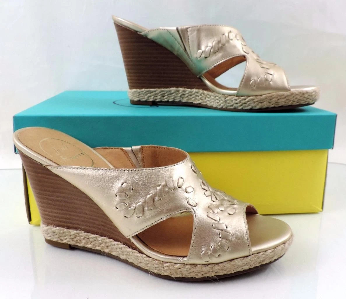 Women's Shoes Jack Rogers Sophia Slide Wedge Sandal Heels Platinum Size 8.5