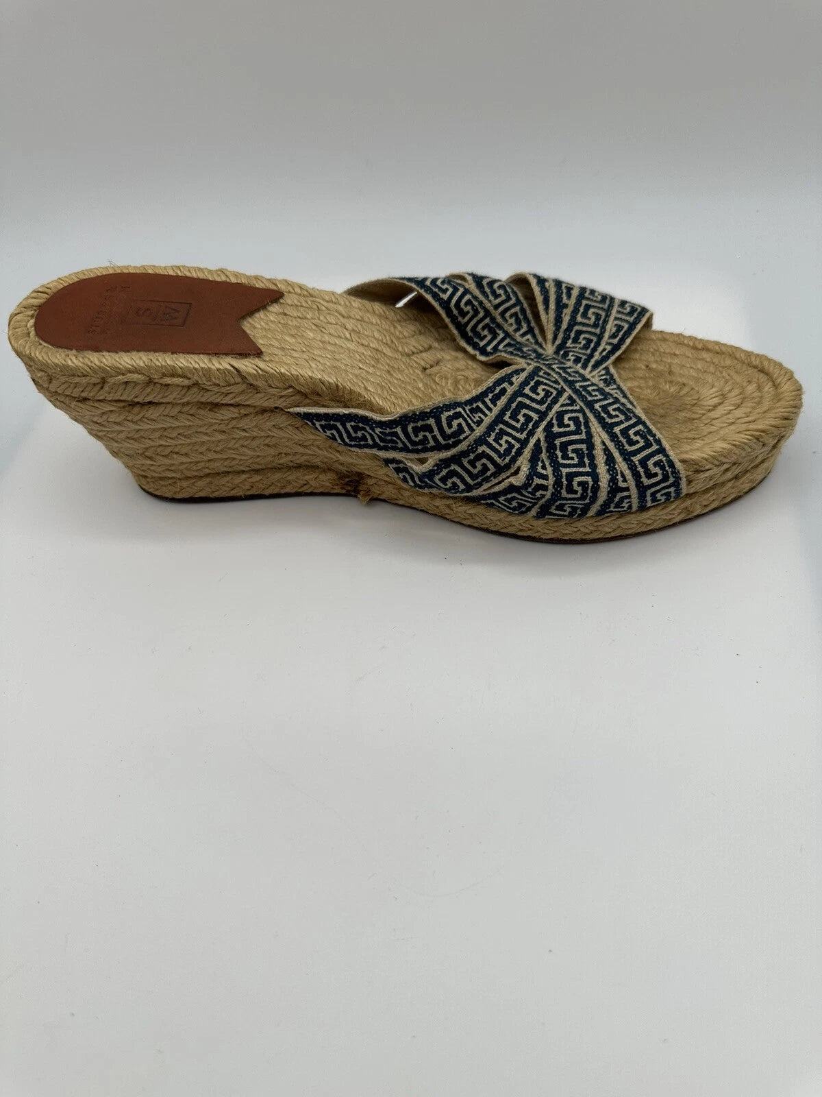 Stubbs & Wootton Blue Geometric Nylon Espadrilles Wedge Sandals Women Sz 7