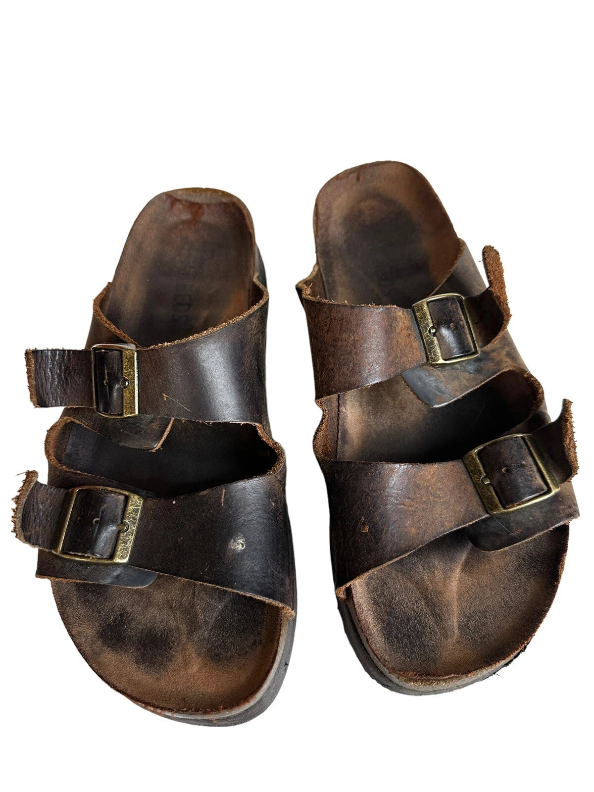 Used Women’s Size 8 Leather Slide Sandals Style Comfort Shoes