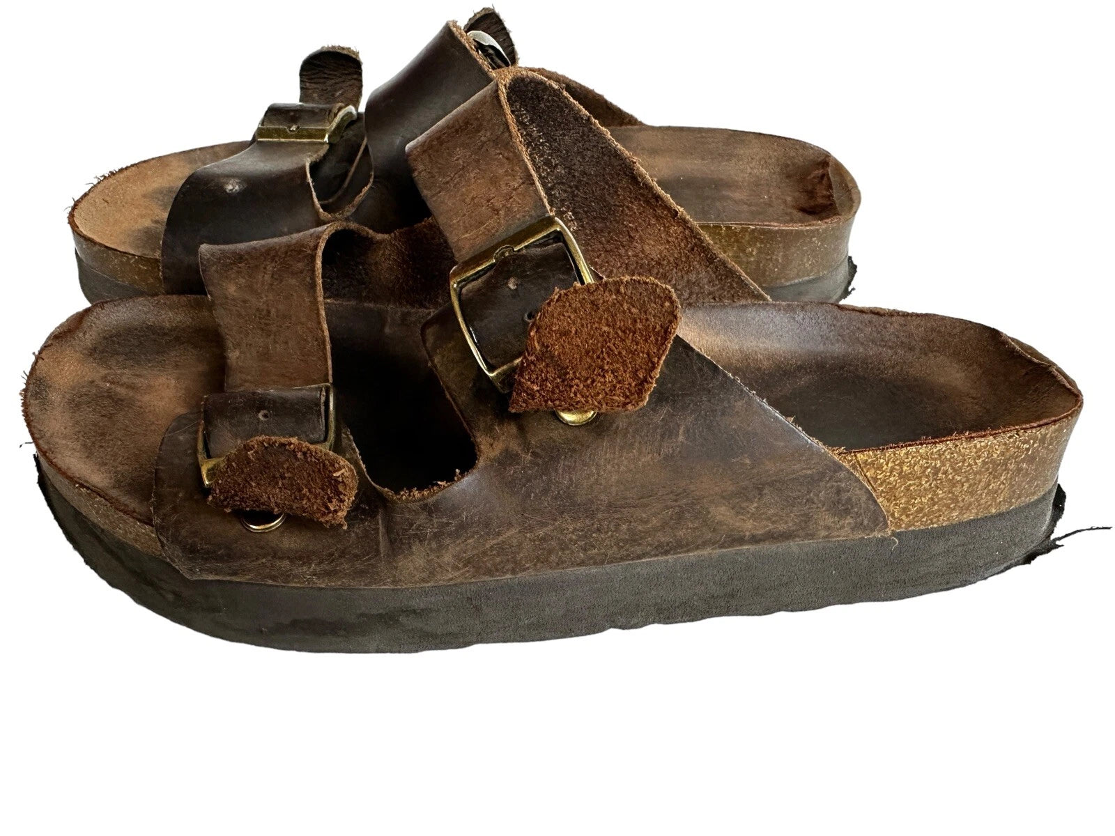 Used Women’s Size 8 Leather Slide Sandals Style Comfort Shoes