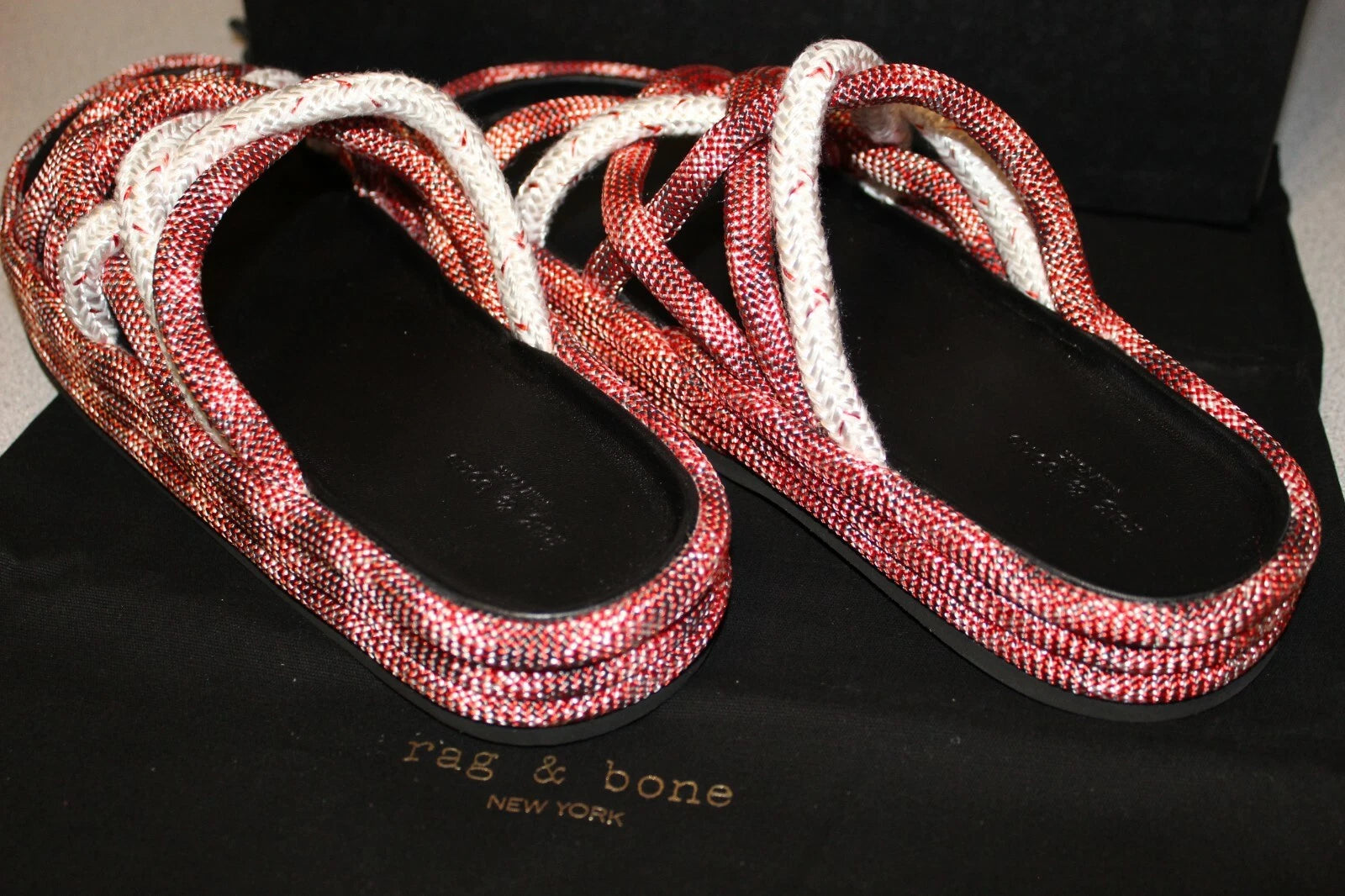 Women's Rag & Bone Kris Rosewood Multi Color Rope Style Slides Sandals ~ NIB