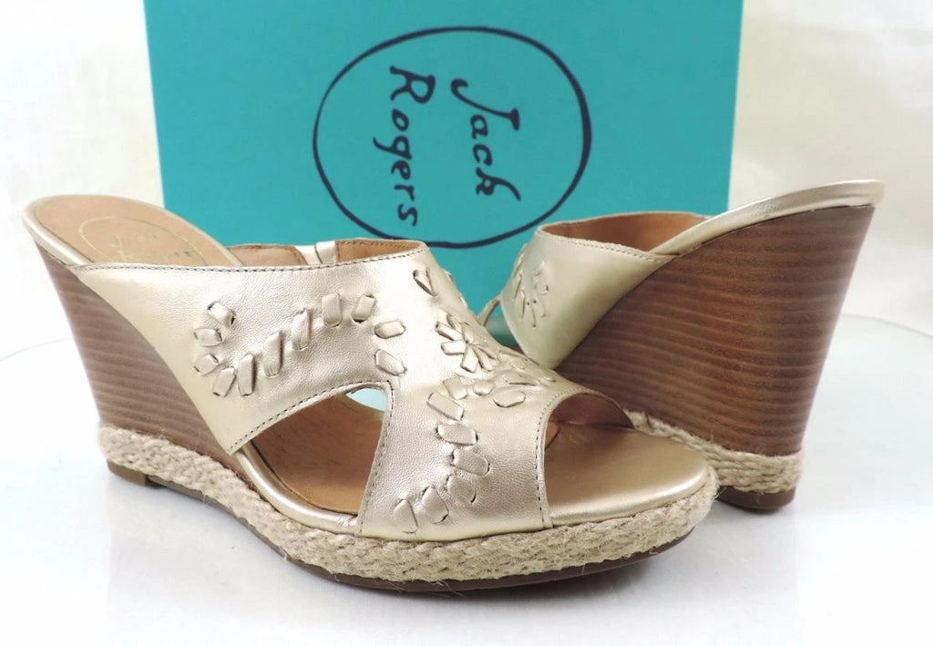 Women's Shoes Jack Rogers Sophia Slide Wedge Sandal Heels Platinum Size 8.5