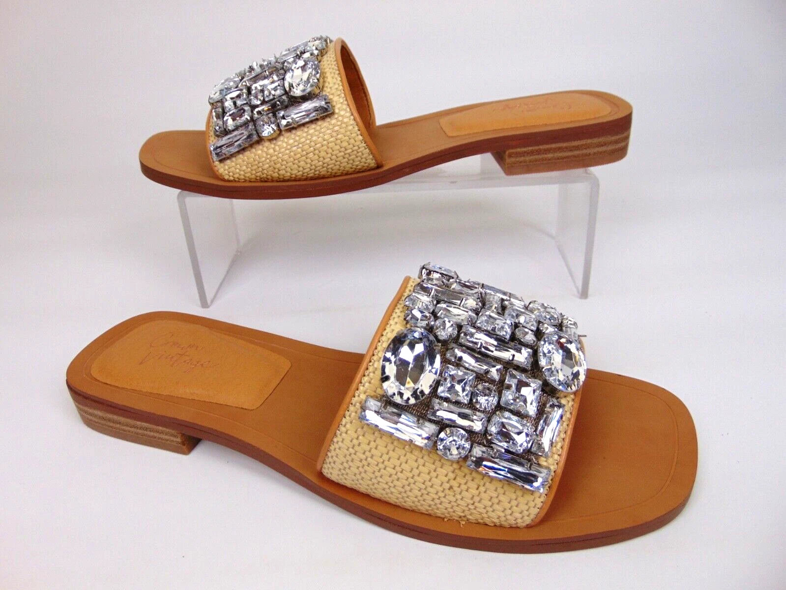 NEW! Crown Vintage Selmira Slide Casual Fashion Sandals Size 7.5 Natural/Toasted
