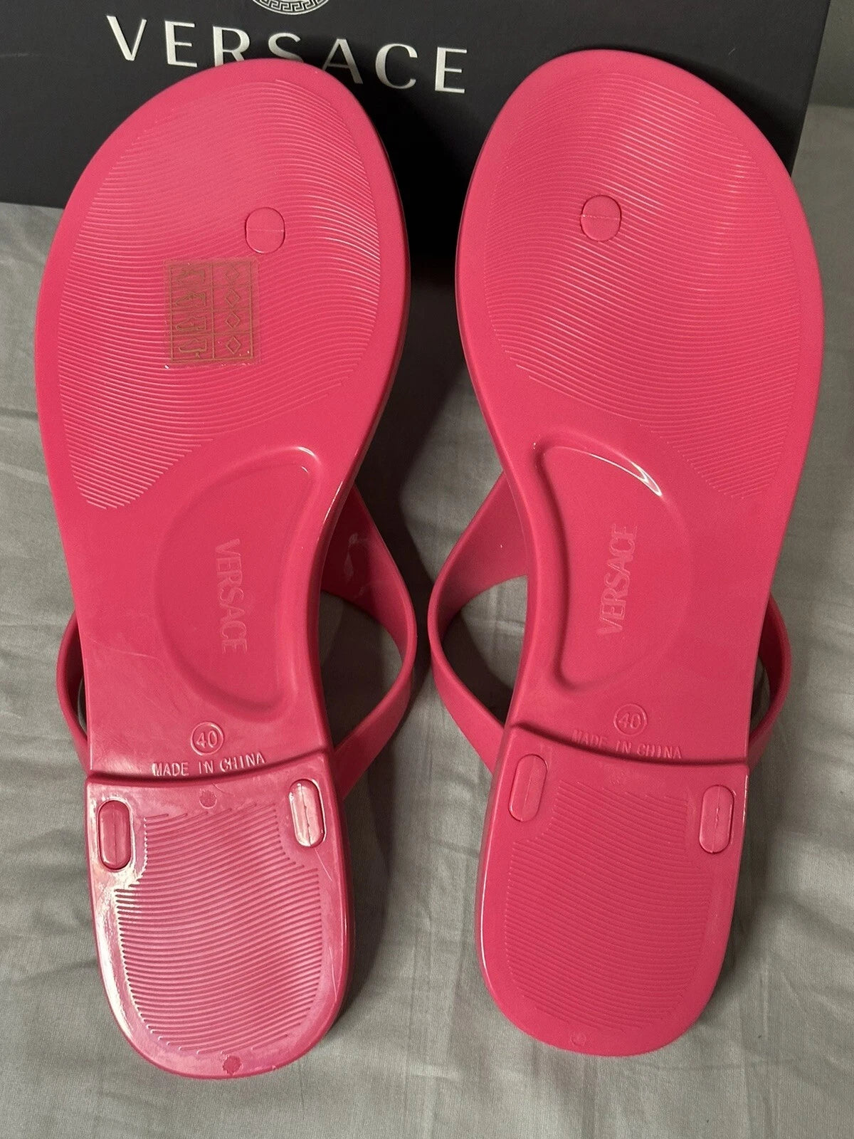 Versace Pool Slides Gomma Sandal Flip Flops Rubber Women Sz 40 (US 10) Authentic