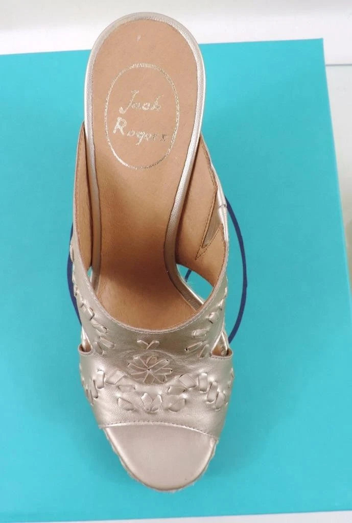 Women's Shoes Jack Rogers Sophia Slide Wedge Sandal Heels Platinum Size 8.5