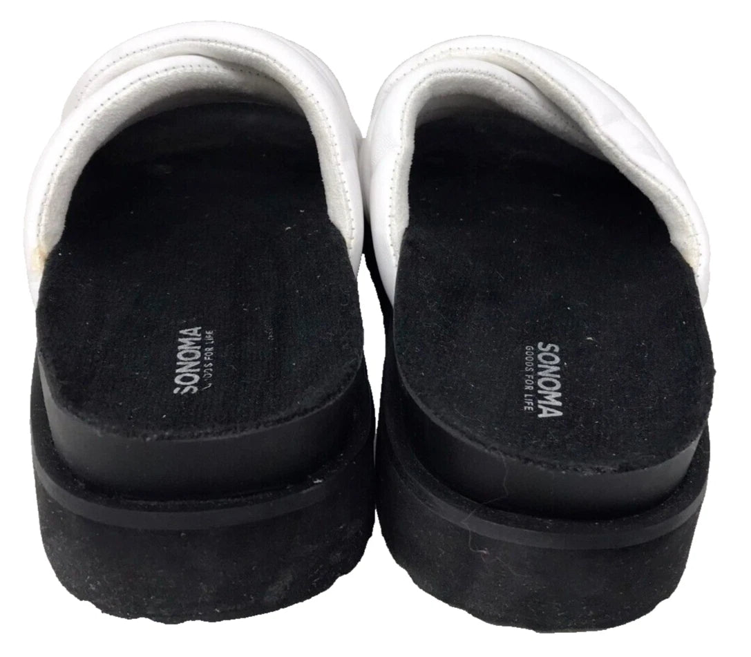 Sonoma Women's Fusilli Platform Slip On Comfort Slides Sandals Wht Size:10 200R