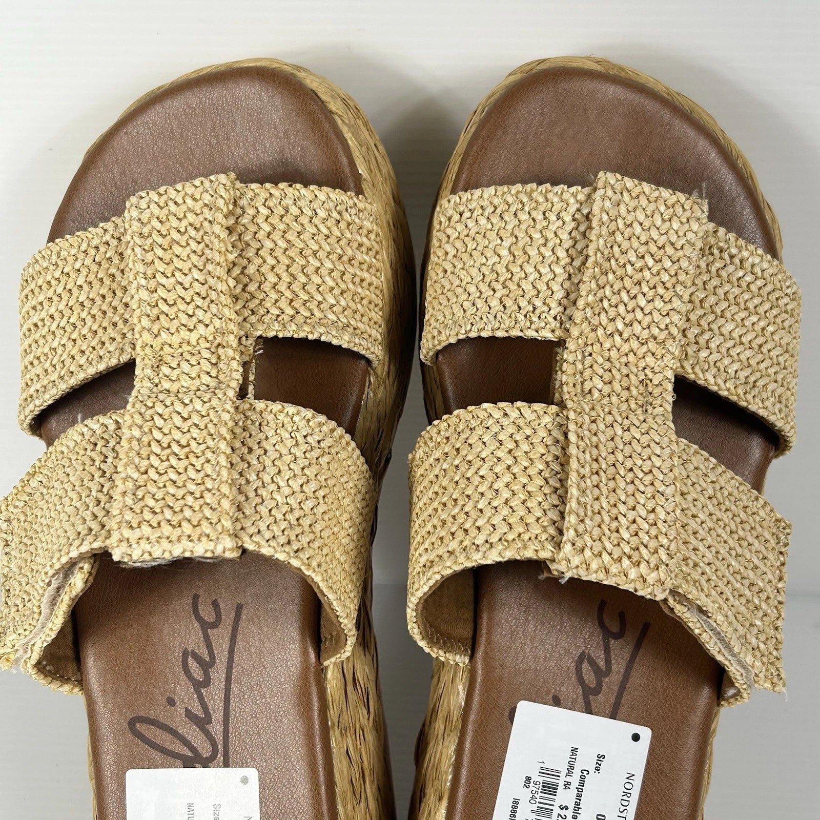 Zodiac Izzy Womens Sz 11 Raffia 2" Platform Slide Boho Sandal Adjustable Y2K