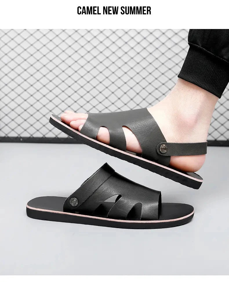 Roman Style Mens Open Toe Slingback Buckle Flats Summer Slipper Sandals Beach Sz