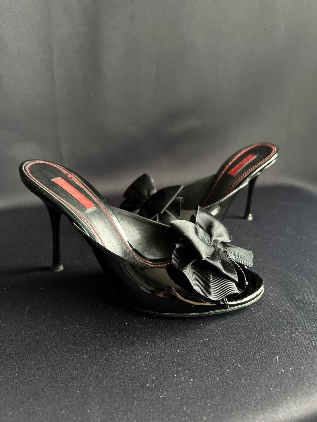 Dolce & Gabbana Women's Heeled Slides Sandals Black Patent Leather Size 38,5