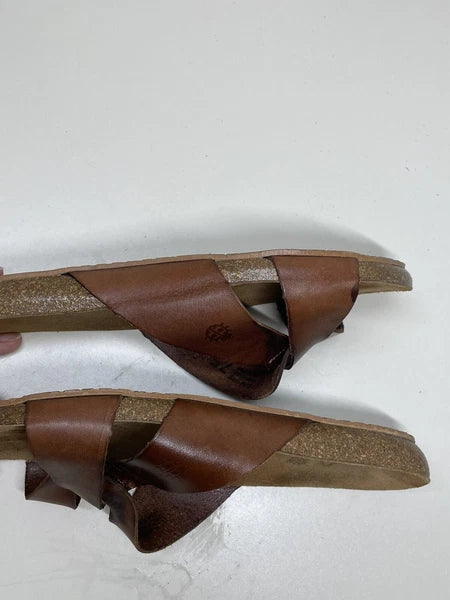 Yokono Women's Ochre Leather Cork Wedge Slide Sandals Size 7.5 Made in Spain