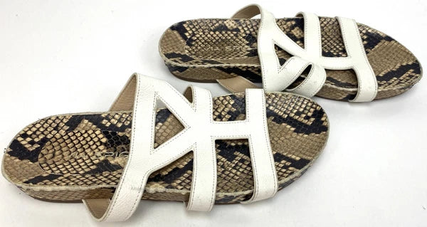 VIA SPIGA Soft Pebbled Bohemian Fashion Snake Skin Print Strappy Flat Sandal 7