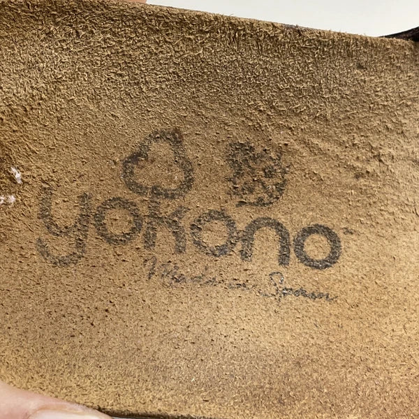 Yokono Women's Ochre Leather Cork Wedge Slide Sandals Size 7.5 Made in Spain