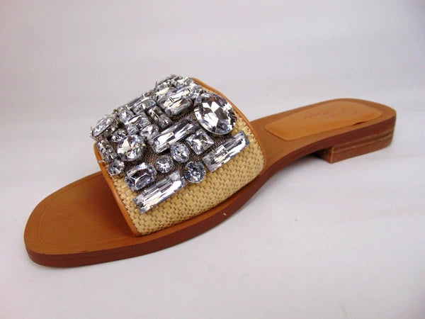 NEW! Crown Vintage Selmira Slide Casual Fashion Sandals Size 7.5 Natural/Toasted