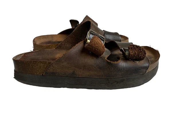 Used Women’s Size 8 Leather Slide Sandals Style Comfort Shoes