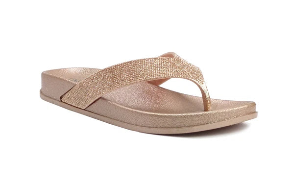 NEW Women's Fashion Glitter Thong Flip Flop Rhinestone Sandals Soft Rubber Sole
