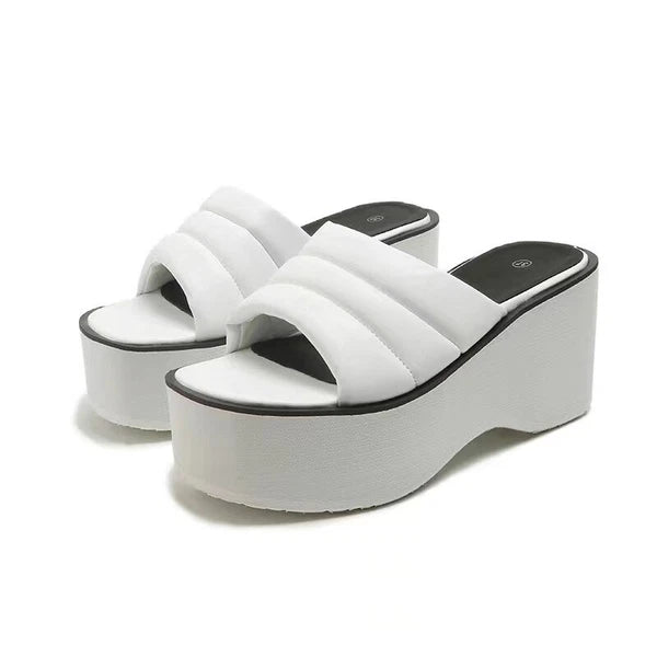 Womens Summer Wedge Heels Slides Chunky Platform Ladies Fashion Sandals Slippers