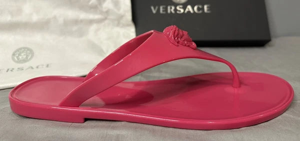 Versace Pool Slides Gomma Sandal Flip Flops Rubber Women Sz 40 (US 10) Authentic
