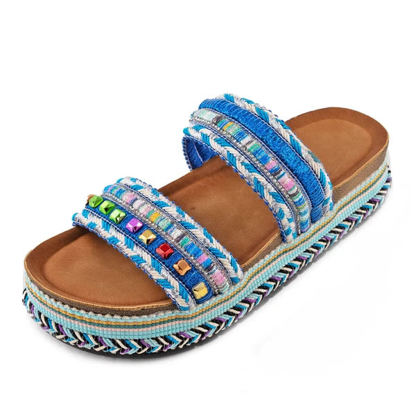 Women's Summer Sandals Studded Colorful Slides Flatform TOOCOOL L-127