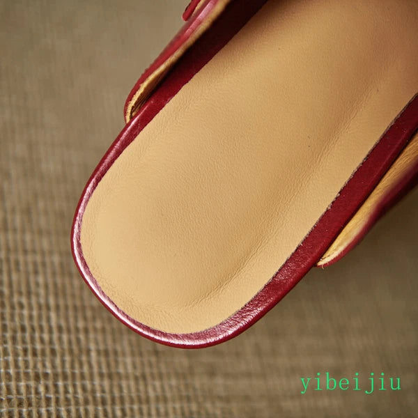 Women's Slippers Real Leather Mules Slides T Bar Sandals Comfort Date Shoes 2025
