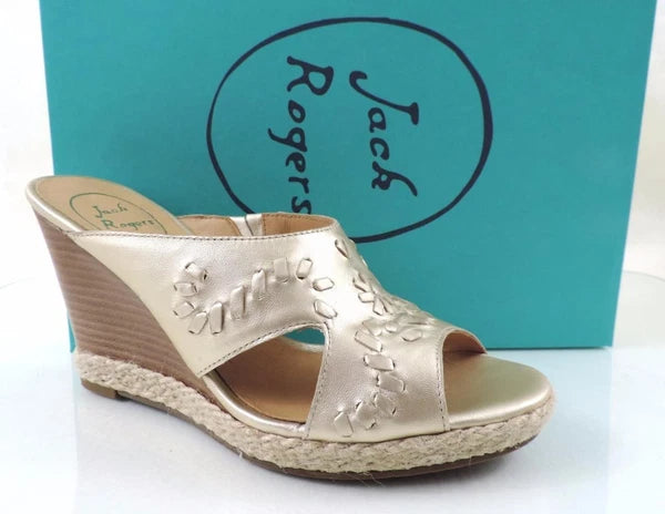Women's Shoes Jack Rogers Sophia Slide Wedge Sandal Heels Platinum Size 8.5