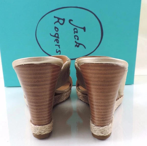 Women's Shoes Jack Rogers Sophia Slide Wedge Sandal Heels Platinum Size 8.5