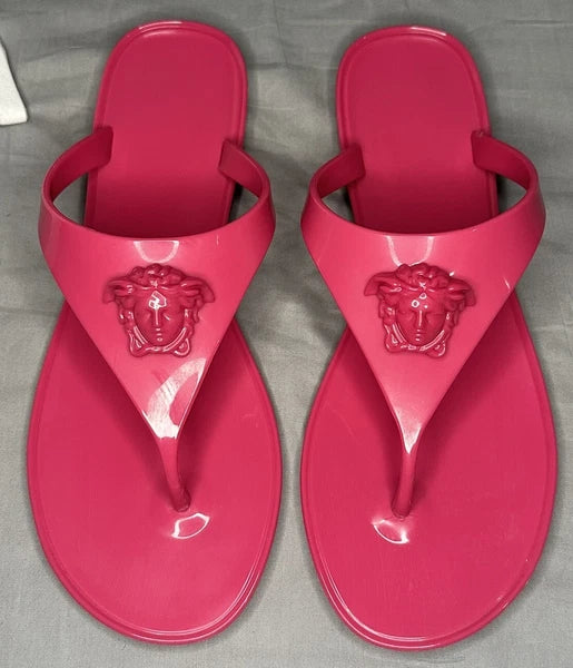 Versace Pool Slides Gomma Sandal Flip Flops Rubber Women Sz 40 (US 10) Authentic