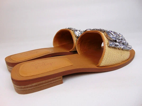 NEW! Crown Vintage Selmira Slide Casual Fashion Sandals Size 7.5 Natural/Toasted
