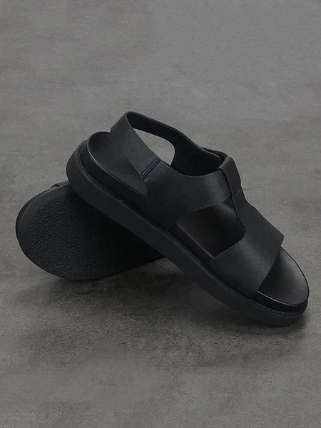 Open Toe Sandals Slingbacks Casual Real Leather Mens Shoes Roman Style Summer 43