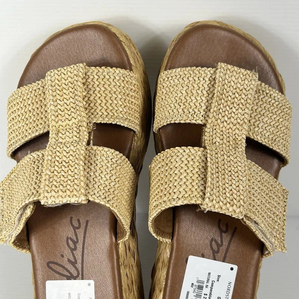 Zodiac Izzy Womens Sz 11 Raffia 2" Platform Slide Boho Sandal Adjustable Y2K