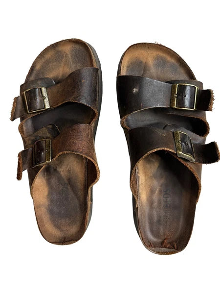 Used Women’s Size 8 Leather Slide Sandals Style Comfort Shoes