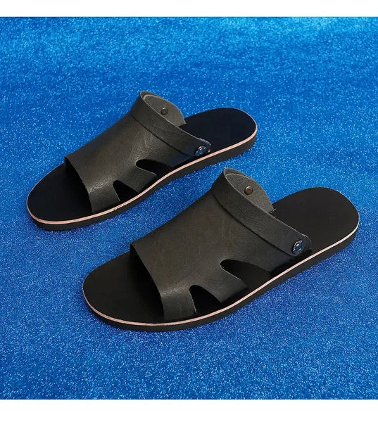 Roman Style Mens Open Toe Slingback Buckle Flats Summer Slipper Sandals Beach Sz