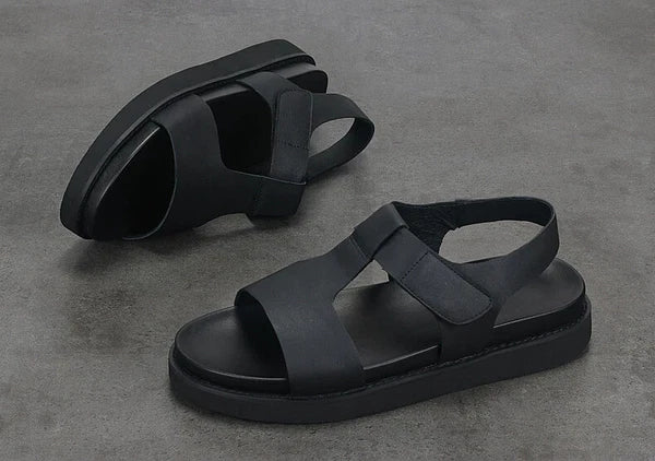 Open Toe Sandals Slingbacks Casual Real Leather Mens Shoes Roman Style Summer 43