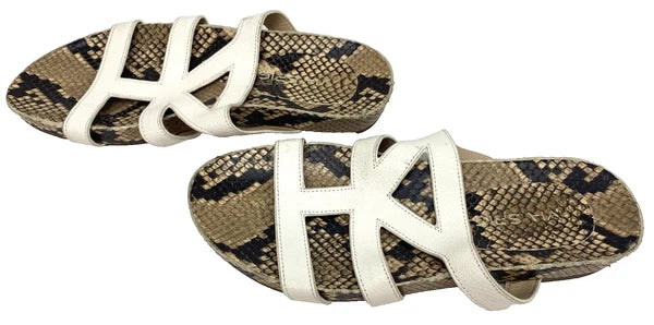 VIA SPIGA Soft Pebbled Bohemian Fashion Snake Skin Print Strappy Flat Sandal 7