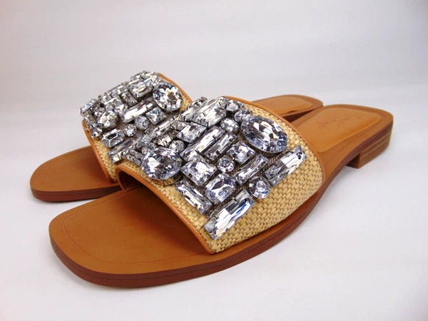 NEW! Crown Vintage Selmira Slide Casual Fashion Sandals Size 7.5 Natural/Toasted