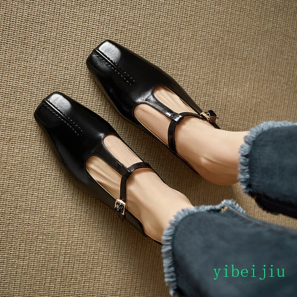 Women's Slippers Real Leather Mules Slides T Bar Sandals Comfort Date Shoes 2025