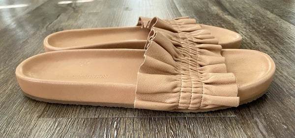 Ulla Johnson Sandals Slides Shoes US 8.5 Rex Wave Ruffle Leather Luxury Classic