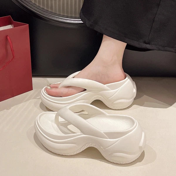 Summer Womens Beach Slippers Girls Fashion Flip Flops Platform Heels Sandals New