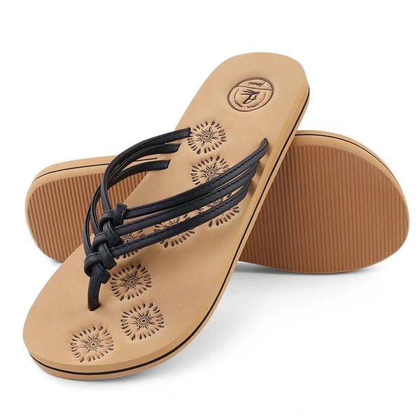Summer Beach Non-slip Flip Flops Women Fashion Sandals Soft Floral Flat Shoes