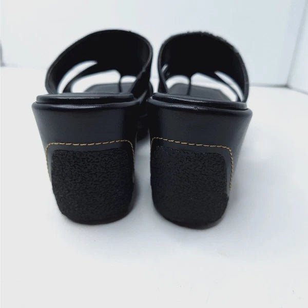 Vintage Fashion Bug Chunky Sandals Y2K Square Toe 7 Platform Wedge Grunge Vegan
