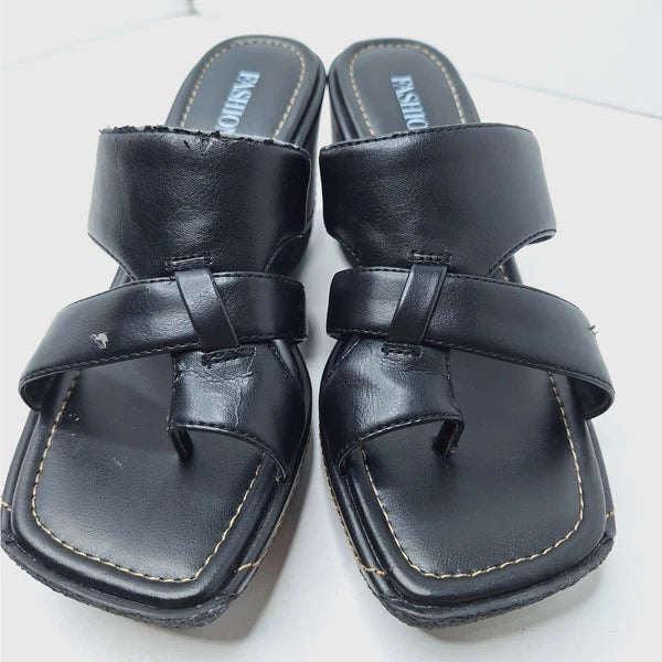 Vintage Fashion Bug Chunky Sandals Y2K Square Toe 7 Platform Wedge Grunge Vegan