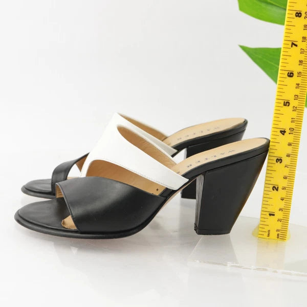 Walter Steiger Italy Women's Sandal Size 8 Block Heel Mule Slide Black White