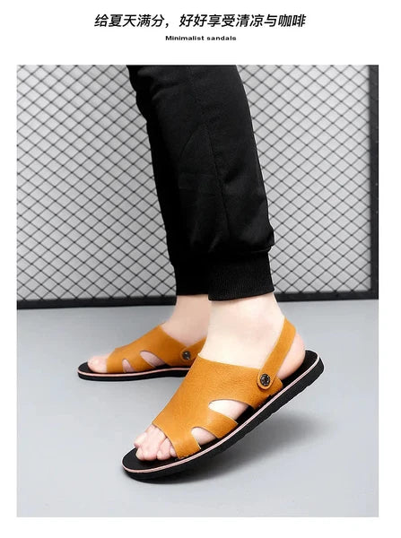 Roman Style Mens Open Toe Slingback Buckle Flats Summer Slipper Sandals Beach Sz