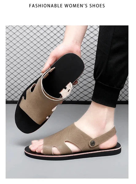 Roman Style Mens Open Toe Slingback Buckle Flats Summer Slipper Sandals Beach Sz