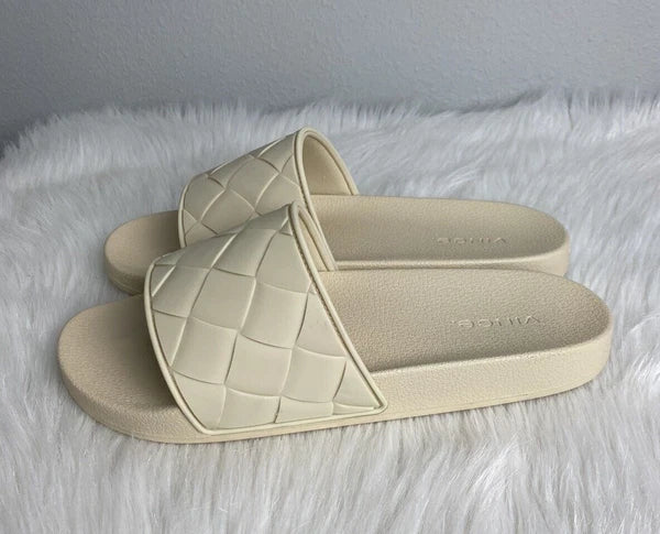 Vince Women's Sz 13 Watley Ivory Slip On Slide Sandals Shoes New
