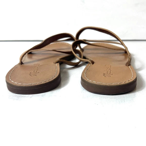 Madewell Womens Sz 8.5 M Tan Leather Slip On Slides Summer Comfort Casual Sandal