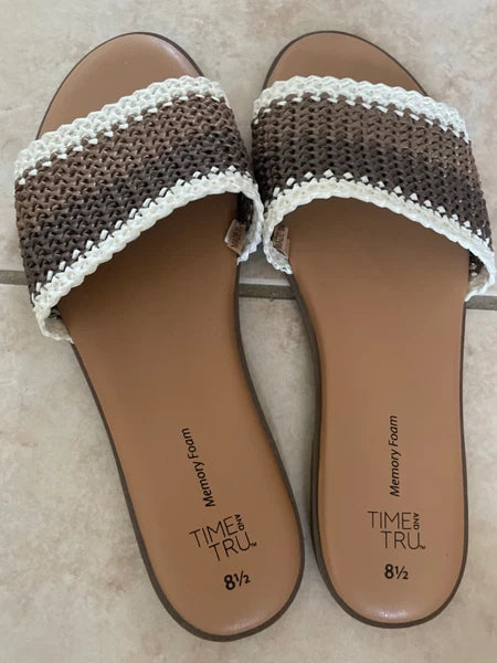 Time and Tru Memory Foam Core Slide Boho Style Sandal size 8.5 for woman