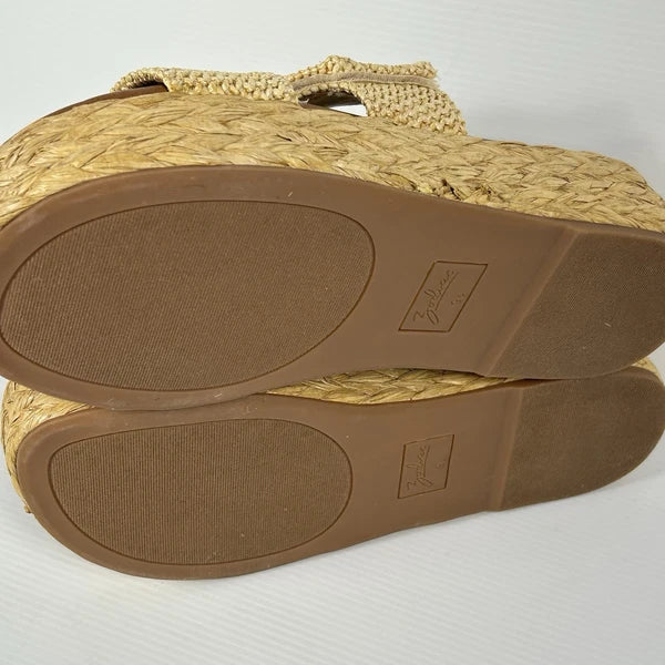 Zodiac Izzy Womens Sz 11 Raffia 2" Platform Slide Boho Sandal Adjustable Y2K