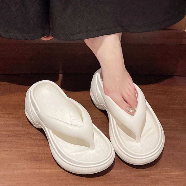 Summer Womens Beach Slippers Girls Fashion Flip Flops Platform Heels Sandals New